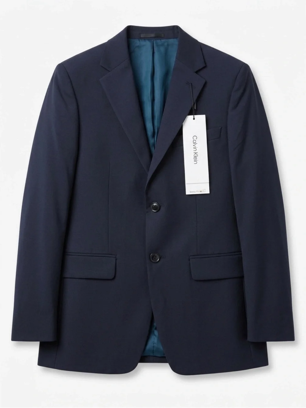 NWT Calvin Klein Men's Milo Skinny Fit Suit Jacket Navy Blue 36S Wool Blend